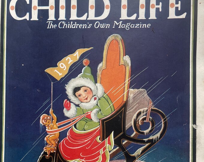 vintage are magazine CHILD LIFE 1927 January the children's own magazine-Vintage Print -Iconic stories, Phorhography Collectible Retro issue