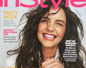Revista de moda de segunda mano, edición alemana InStyle, portada de Katie Holmes: ¡estilo icónico y fotografía! ¡Cultura de la moda coleccionable!
