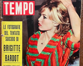 Vintage rare French Magazine TEMPO BRIGITTE BARDOT cover 1960-Vintage Print -Iconic stories, Phorhography Collectible Retro issue
