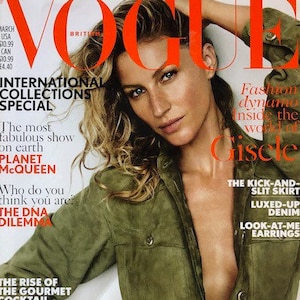 Own a piece of Vogue history - British Vogue Magazine cover Gisele Bundschen- Iconic Style Fashion Covers Photography Models & Editorials
