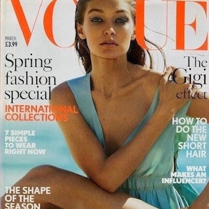 Own a piece of Vogue history -Magazine Vogue British cover Gigi Hadid-Iconic Style Fashion Covers Photography Models & Editorials