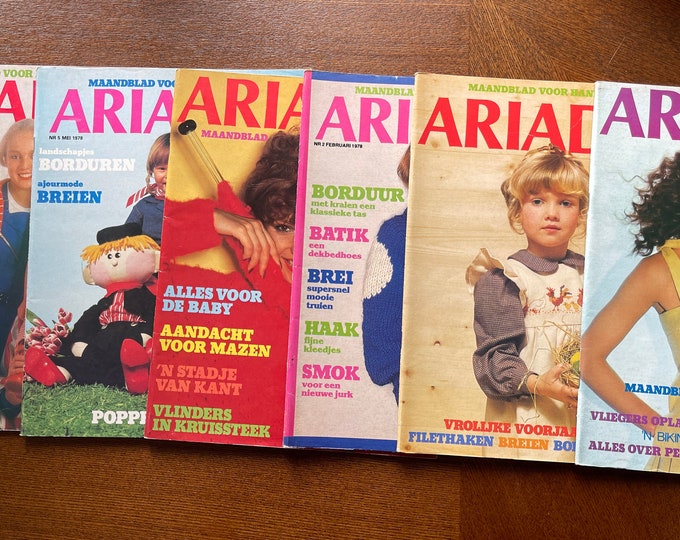 Vintage fashion magazines 6x  needleworks magazines Dutch Ariadne 1978-Iconic style & Photography Collectible fashion Culture!