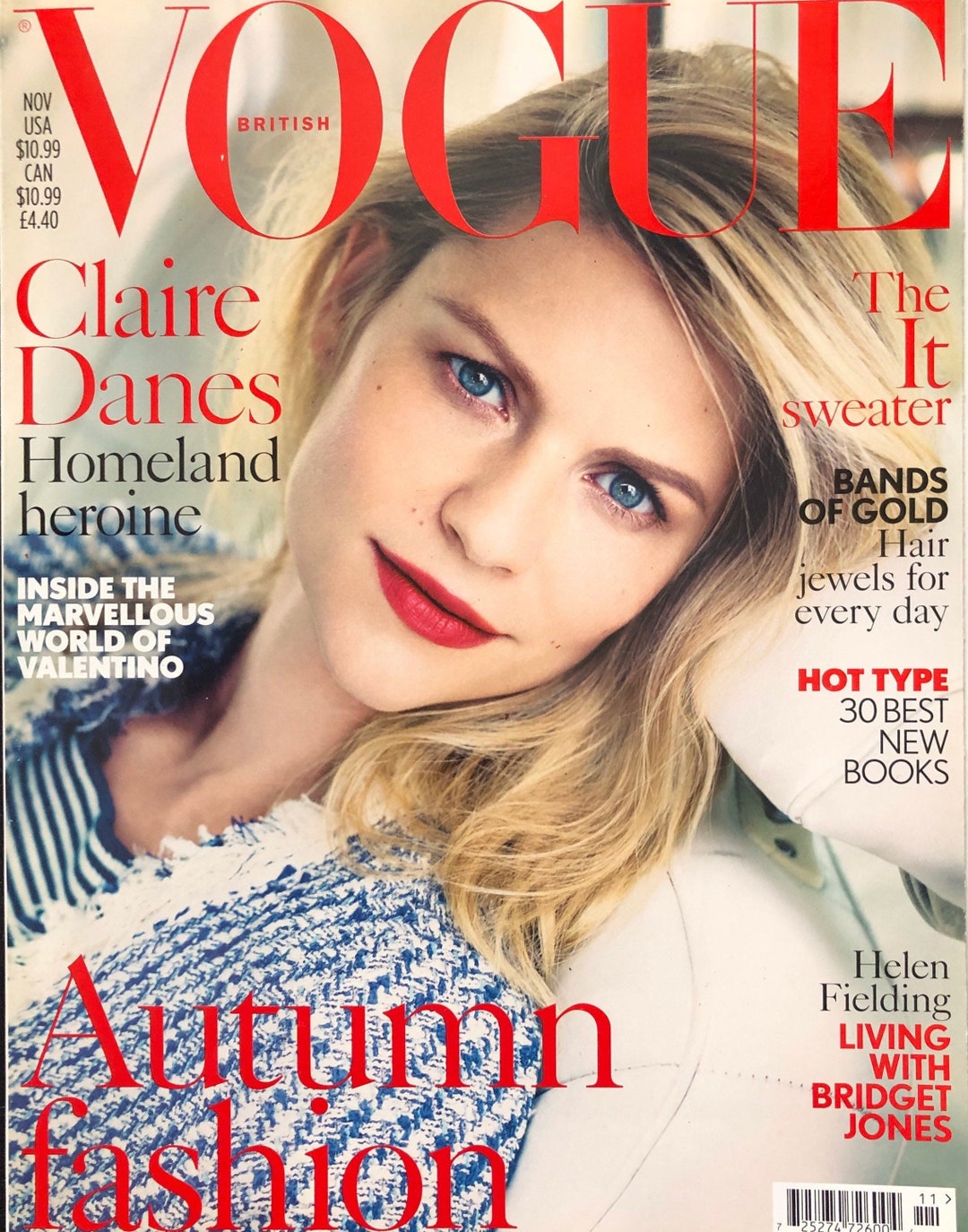 Pre-owned Magazine Vogue British Cover Claire Danes-iconic Style