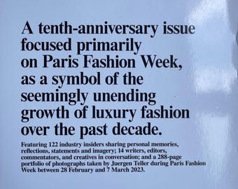 Pre-Owned rare Fashion Magazine Book System Paris Fashion Week 28 February - 7 March 2023 by Jurgen Teller - issue 21 Anniversary edition