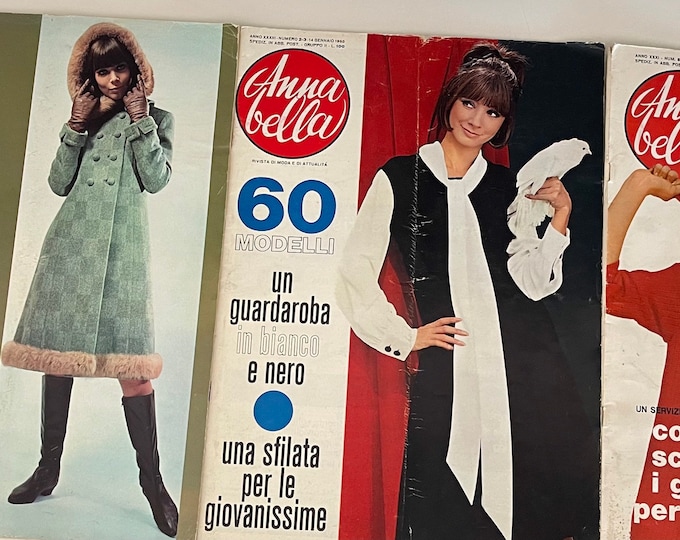 For Women who read fashion -Vintage rare fashion magazines Anna Bella 4x magazines 60s
