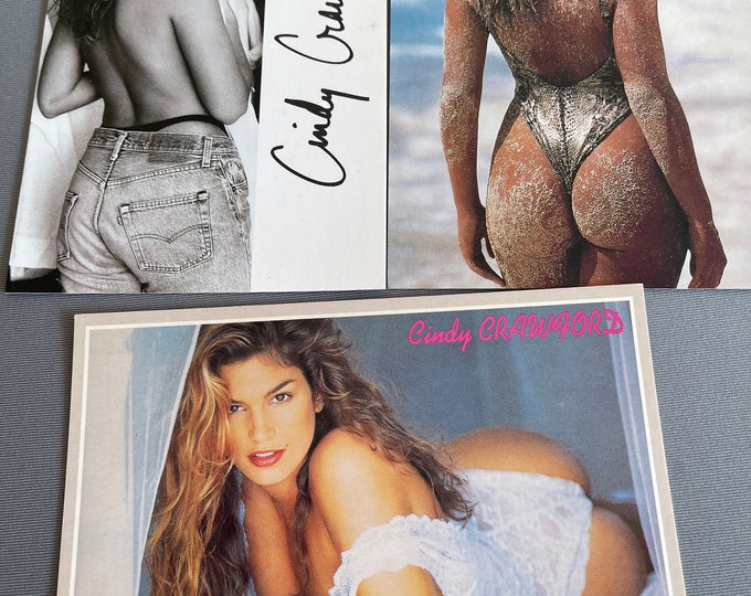 For Women who read fashion -Vintage rare collectible Cindy Crawford vintage cards 90s