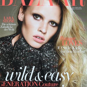 For Women who read fashion -Fashion magazine HARPERS BAZAAR cover Lara Stone