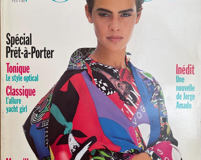 Vogue Paris Magazine 1991 cover Nadege Dubostertus - Collectible issue - fashion magazine - 90s