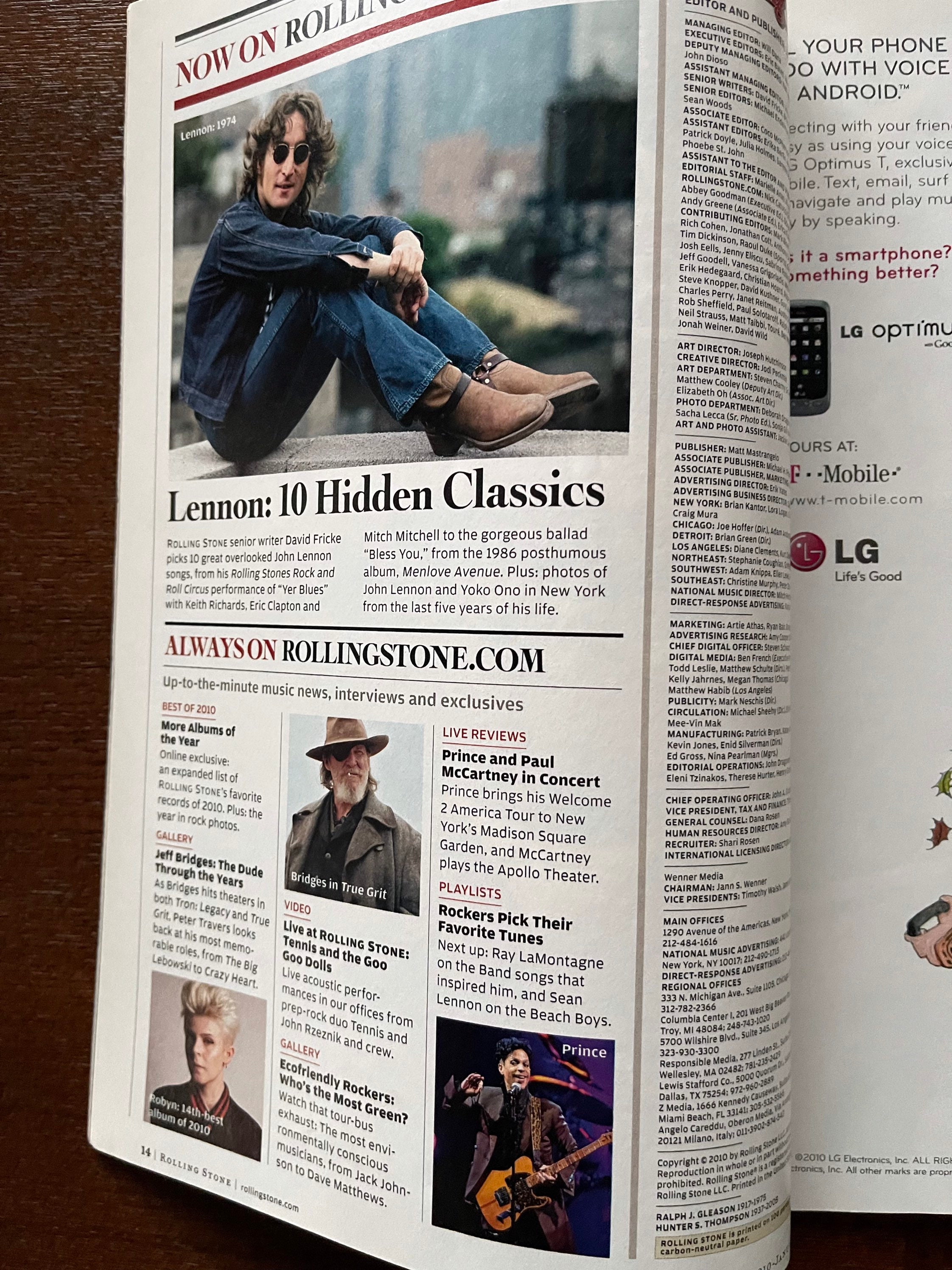 Magazine Rolling Stone Cover John Lennon-vintage Music & Pop