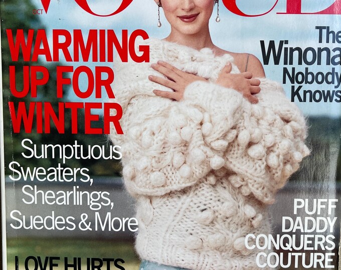 Pre-Owned Vogue magazine US October 1999 - cover Wiona Ryder by Steven Meisel