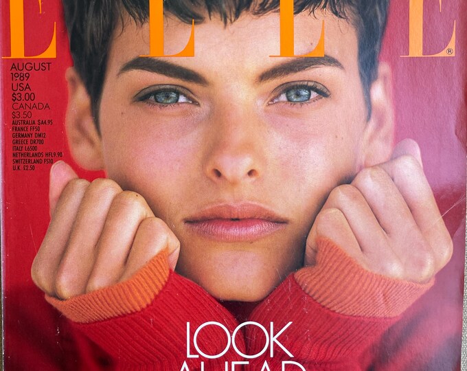 Pre-Owned fashion magazine Elle magazine 1989 cover Linda Evangelista