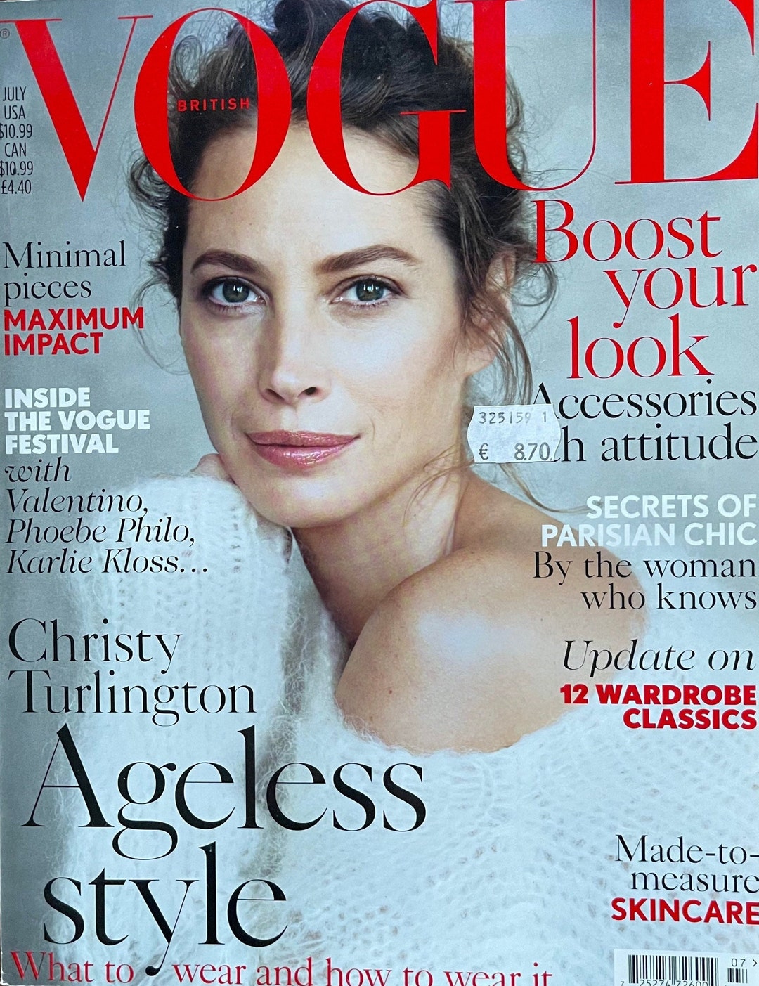 Pre-owned Magazine Vogue British Cover Christy Turlington-iconic Style ...