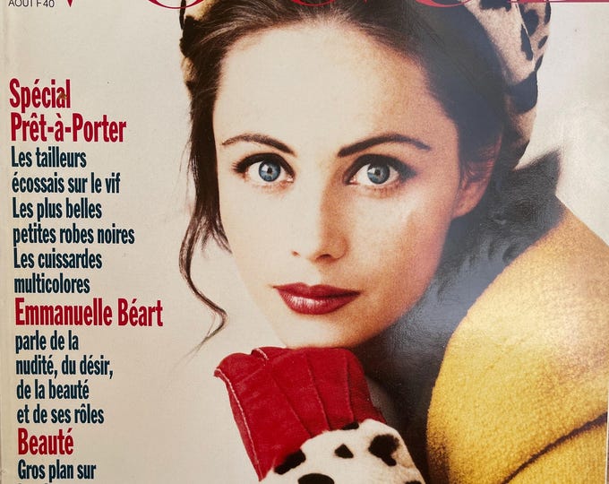 Vogue Paris Magazine 1991 cover Emmanuelle Beart - Collectible issue - vintage fashion magazine