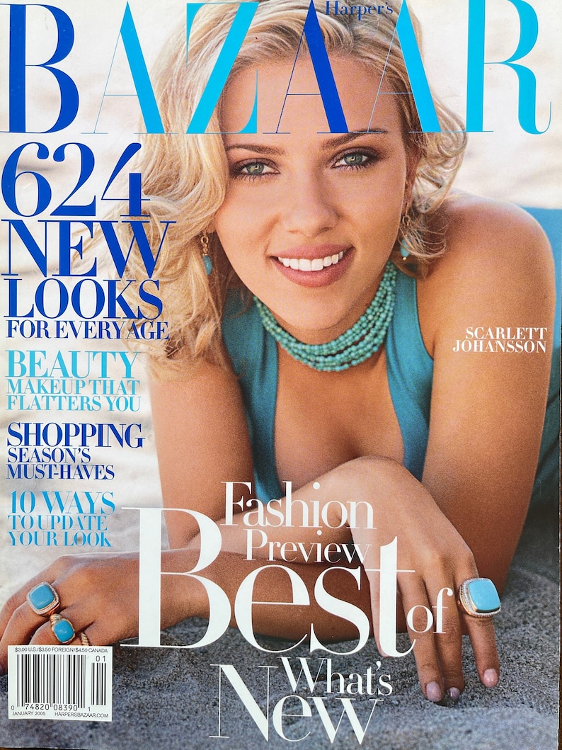 Begagnad vintagemodetidning Harper's Bazaar-omslag Scarlett Johansson! bild 1