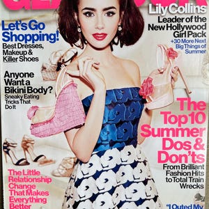 Copertina della rivista di moda usata GLAMOR 2013 con Lily Collins