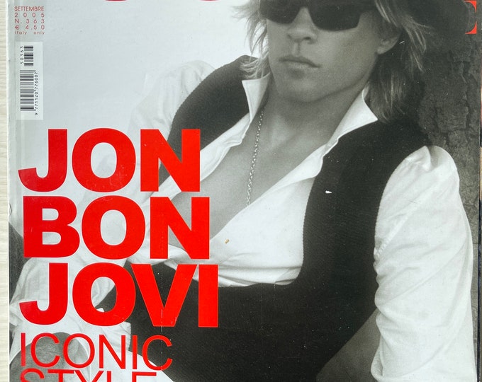 Vintage rare unique fashion magazine L'UOMO VOGUE cover Jon Bon Jovi-Iconic Men's Fashion & Style -Collectible Magazine issue