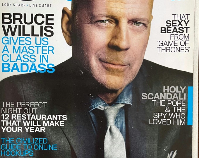 Pre-Owned GQ magazine cover Bruce Willes-Vintage Men's Fashion & Lifestyle - Iconic Covers - Interviews - Collectible back Issue