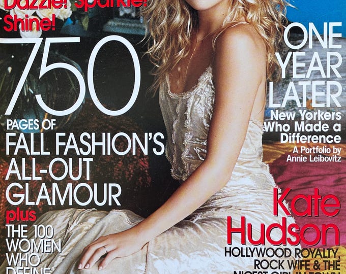Own a piece of Vogue history -Vogue September US 2002 Kate Hudson 750 pages-Iconic Style Fashion Covers Photography Models & Editorials