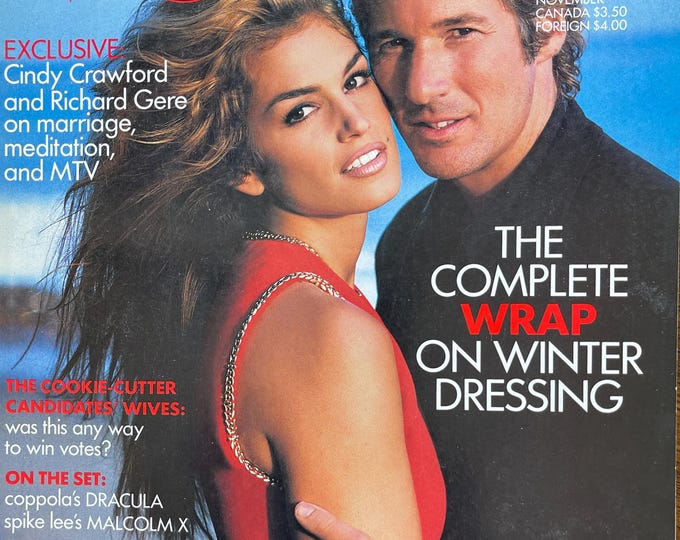Vogue magazine November 1992 cover Cindy Crawford and Richard Gere-Iconic Style Fashion Covers Photography Models & Editorials