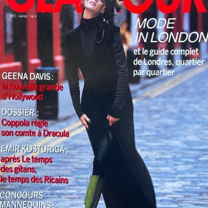For Women who read fashion -Vintage fashion French magazine GLAMOR magazine Dec 1992/Jan 1993. Cover Geena Davis