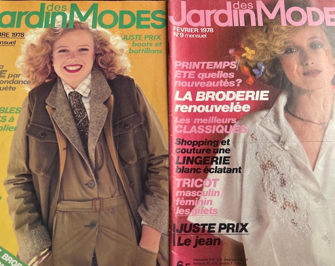 For Women who read fashion -Vintage rare fashion magazines 2x JARDIN des modes 1978