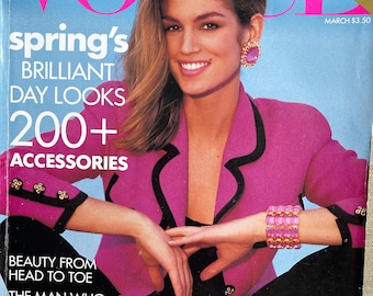 Pre-Owned Fashion Magazine Vogue 1991 cover Cindy Crawford