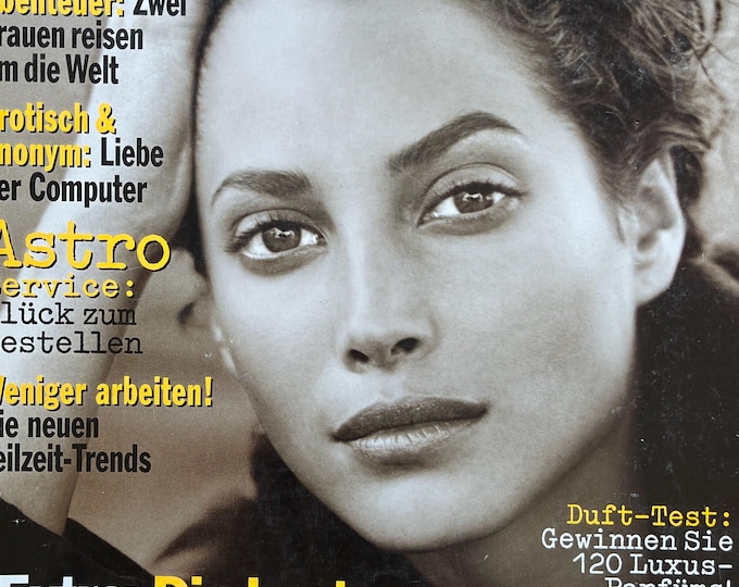 For Women who read fashion -Vintage rare fashion magazine Marie claire 1994 German edition cover Christy Turlington