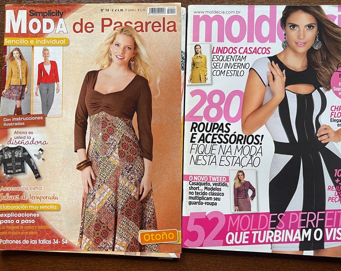 For Women who read fashion -Unique rare fashion 2x Magazine Moldecia and Moda de Pasarela with patrons from Brazil