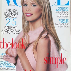 Own a piece of Vogue history -Vogue US March 1995 cover Claudia Schiffer-Iconic Style Fashion Covers Photography Models & Editorials