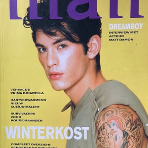 Revista de moda vintage rara, Dutch MAN, portada de 1998, Matt Damon - Moda y estilo masculino icónico - Número de revista coleccionable