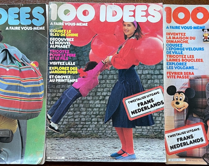For Women who read fashion -Vintages fashion magazines 100 idees French 1980 3 editions with attached patterns