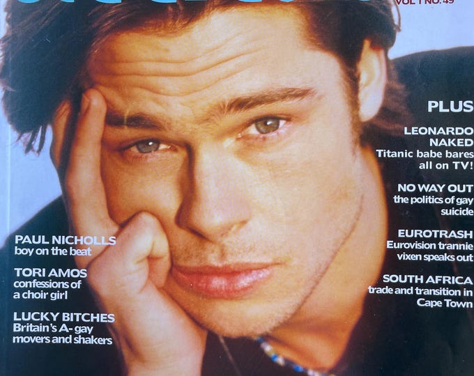For men who read fashion - Vintage rare fashion  magazine 1997 ATTITUDE vol 1 No.49 Bratt Pitt special!