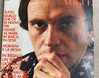 Vintage rare fashion magazine L'UOMO VOGUE 1972 cover Jean Louis Trinignant-Iconic Men's Fashion & Style -Collectible issue!