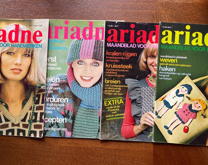Vintage fashion magazines 4x needleworks magazines Dutch ARIADNE 1975-Iconic style & Photography Collectible fashion Culture!