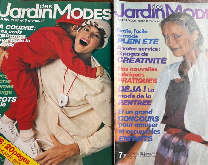 For Women who read fashion -Vintage rare magazines 2x JARDIN des modes 1978