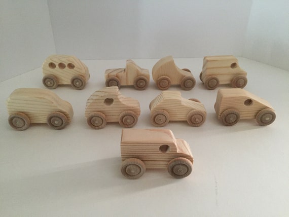Mini Wooden Toy Car Set of 9