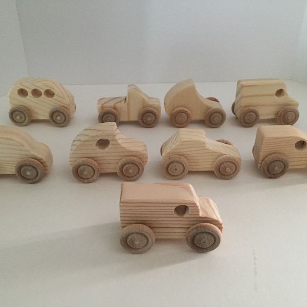 Mini Wooden Toy Car Set of 9