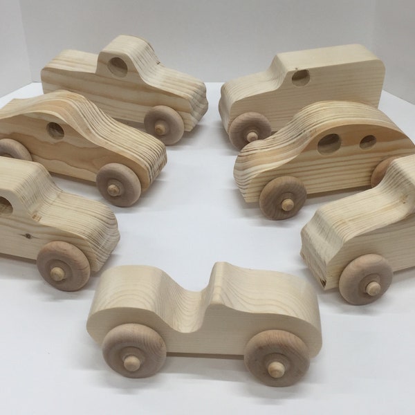 Individual Wooden Toy Cars and Trucks Finished or Unfinished