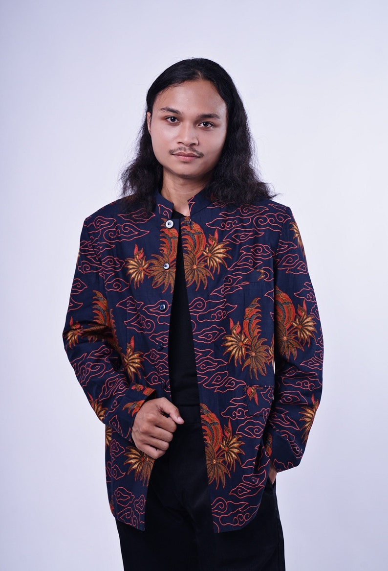 Batik coat. Javanese mega mendung pattern. | Etsy