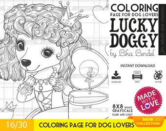 Poodle Coloring Etsy