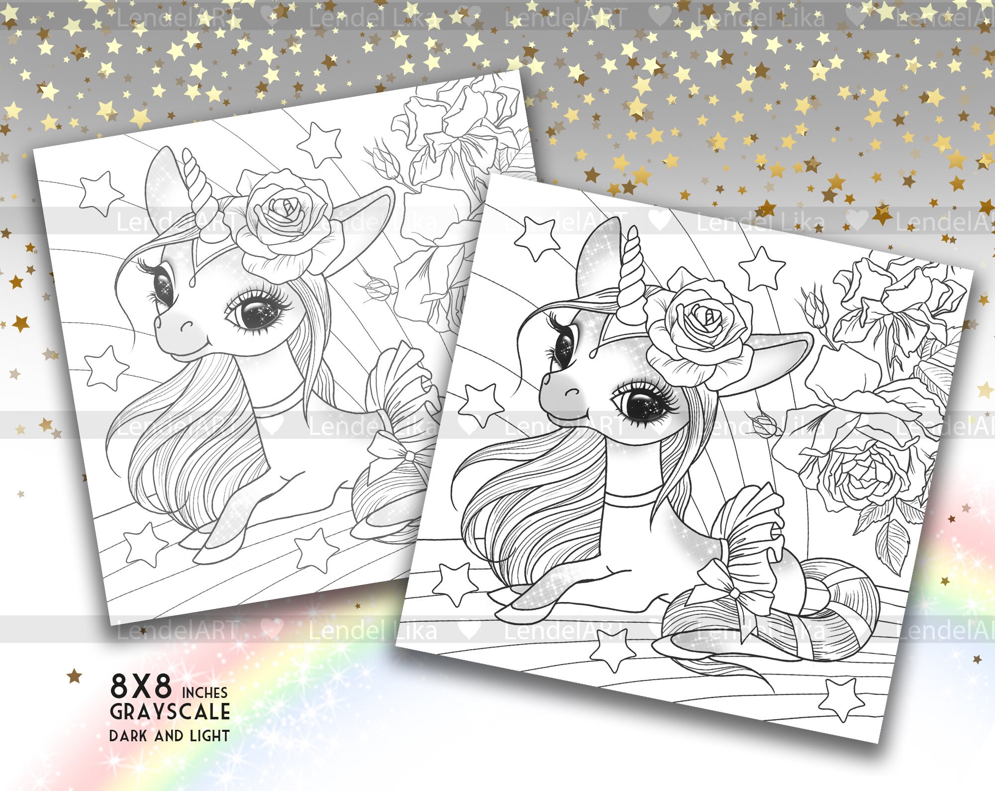 Unicorn & Rainbow Cute Unicorn Baby Unicorn Coloring Page | Etsy