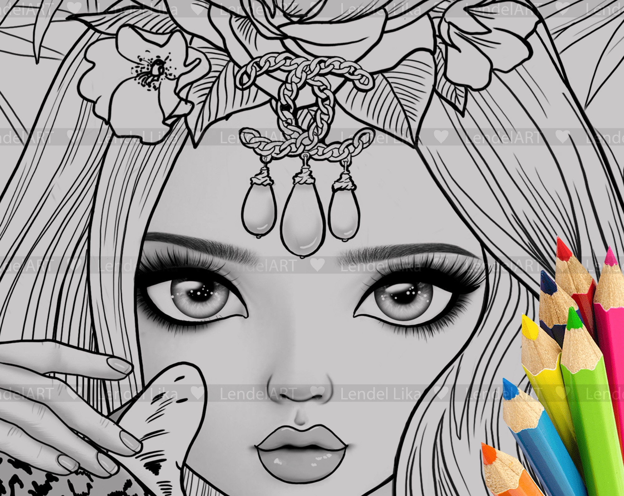 Printable Coloring Page Girl Portrait Coloring Page for - Etsy