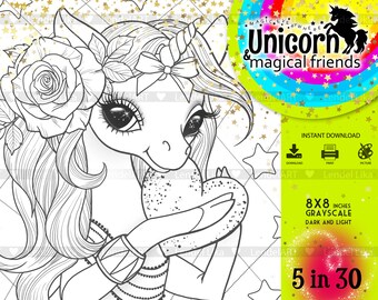unicorn coloring pages printable coloring pages for girls etsy