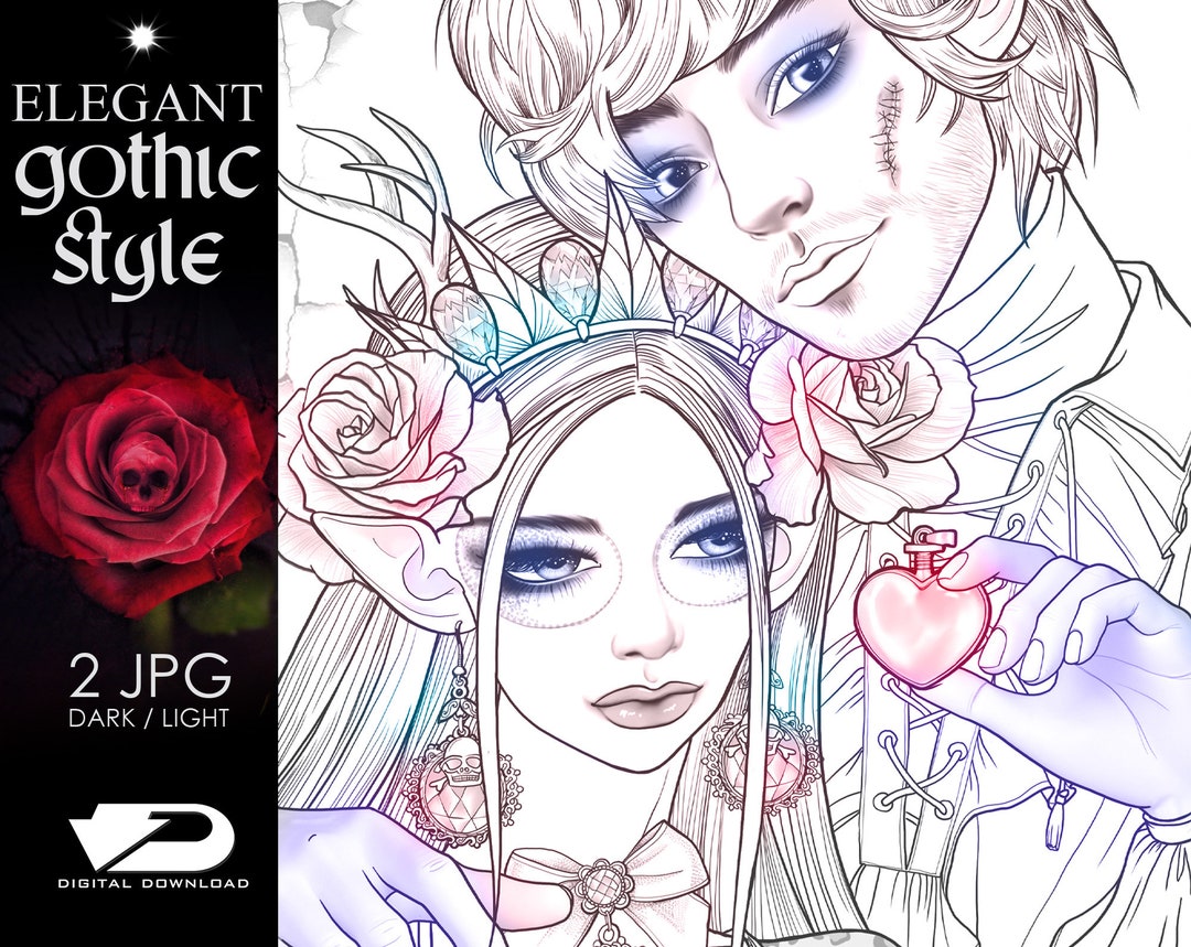 Vampiro e mulher - Valentin - Coloring Pages for Adults