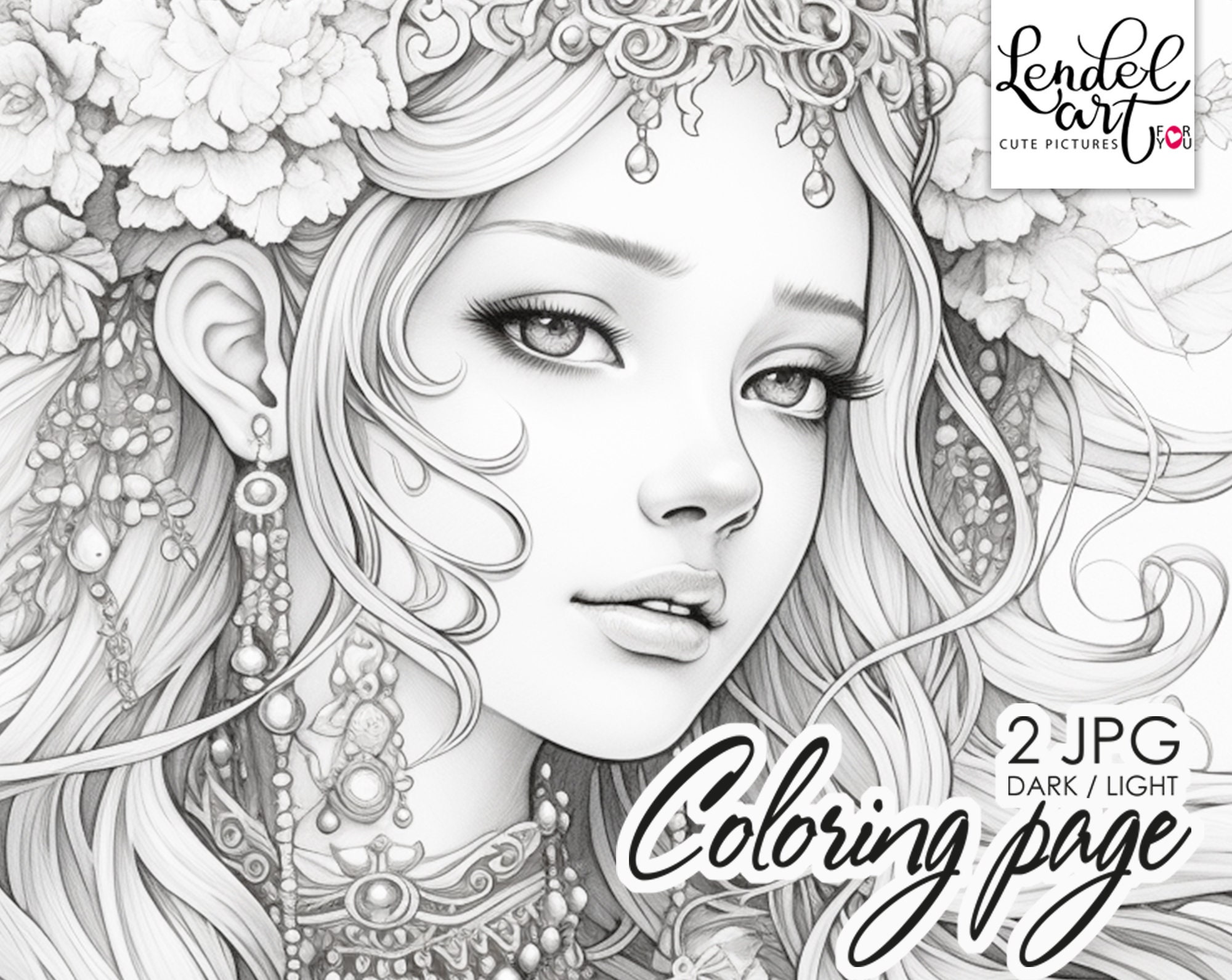 Beautiful Hawaiian Girls Coloring Book Printable Coloring, 55% OFF