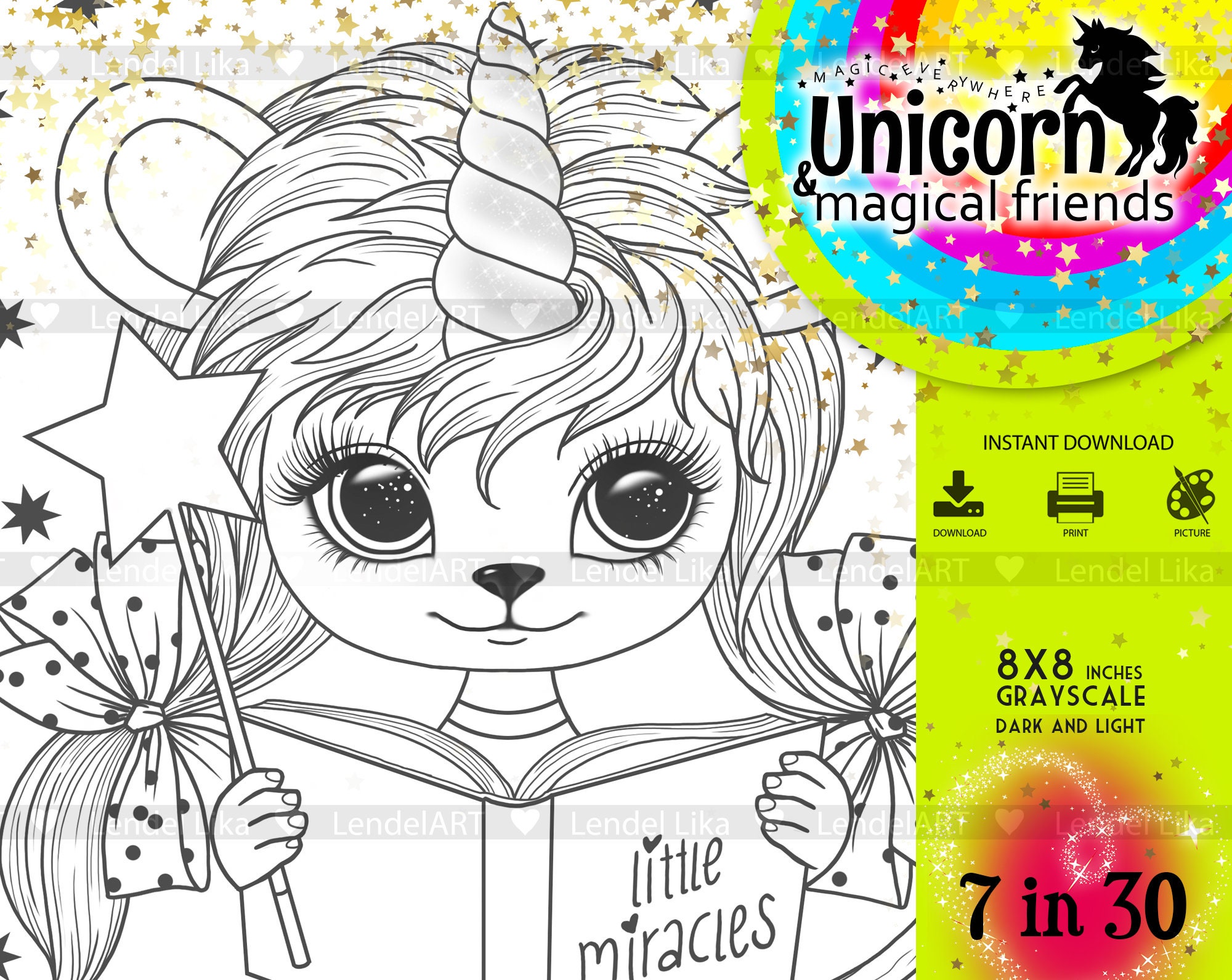 unicorn miracle baby unicorn coloring page for kids etsy ireland