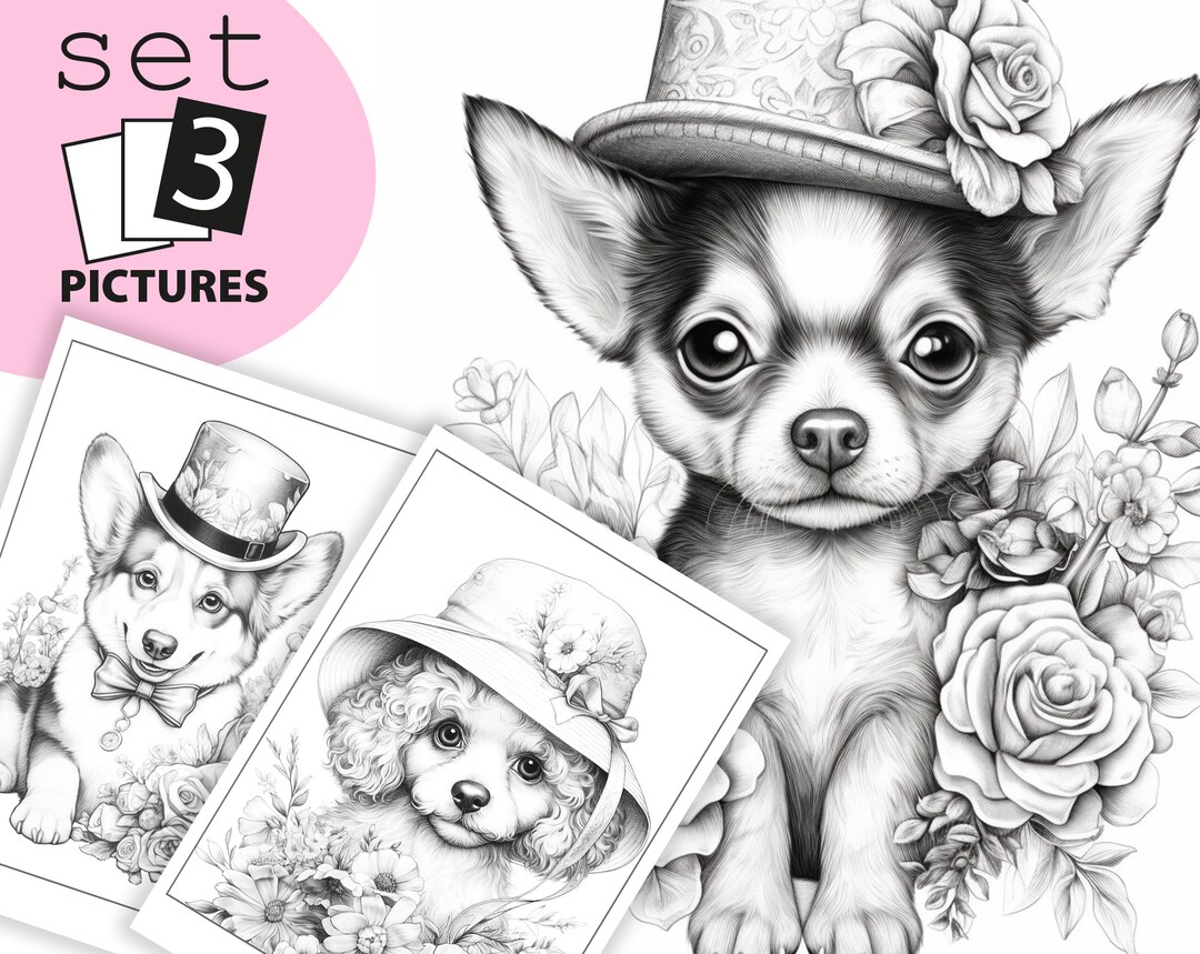 Cute Puppies Coloring Pages for Kids Printable Colouring - Etsy
