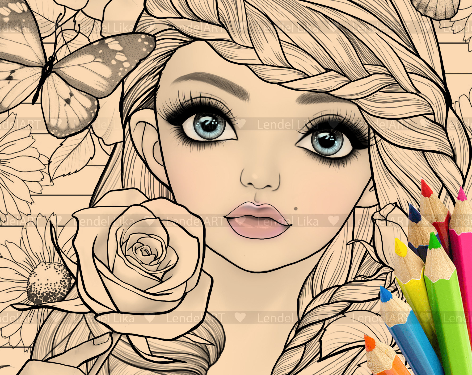 Printable Coloring Page Girl Portrait Coloring Page for - Etsy Canada