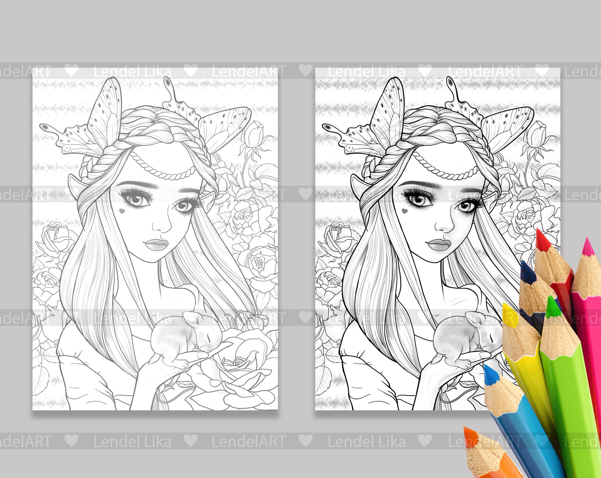 Printable Coloring Page Girl Portrait Coloring Page for - Etsy UK