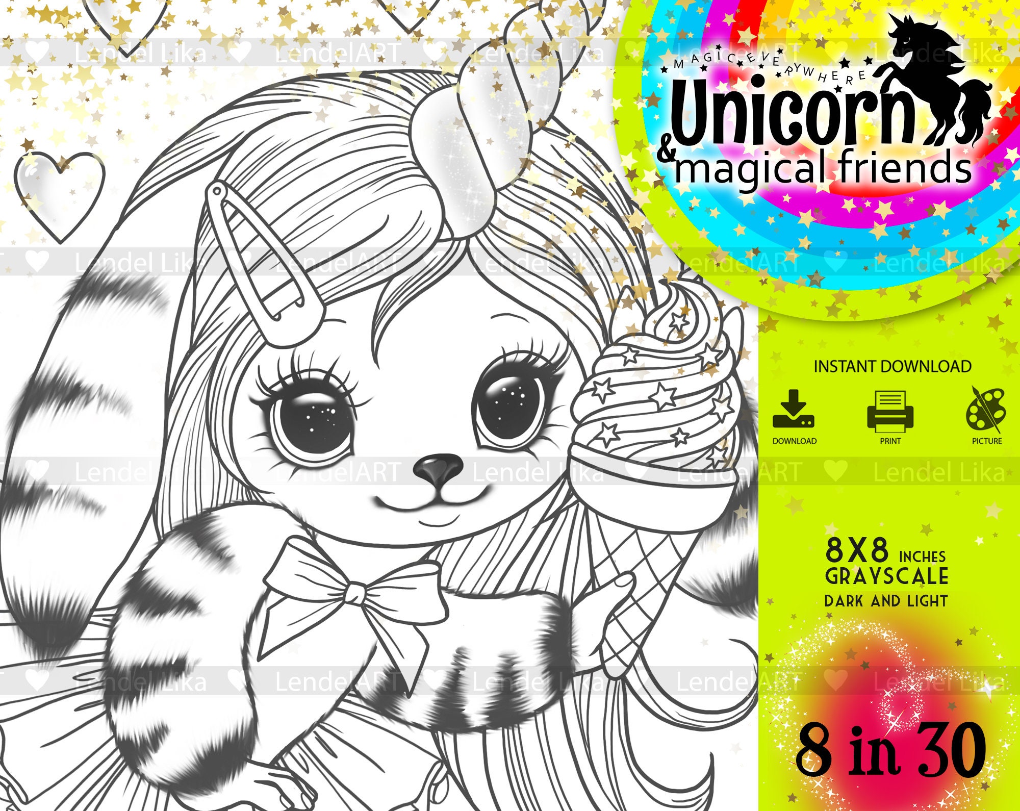 Bunny Unicorn Cute Unicorn Baby Unicorn Coloring Page for - Etsy